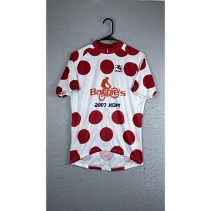 Giordana Barrie's 2007 KOM Cycling Jersey Mens M White Red Polka Dot 1/4 Zip